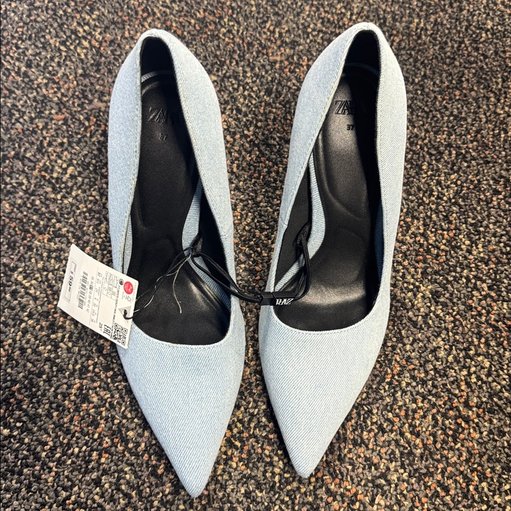 Zara Sky Blue Pointed Heels